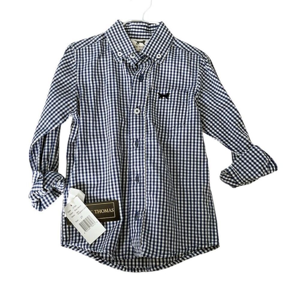 Jack Thomas Toddler Boys Gingham Collared Shirt 2T NWT